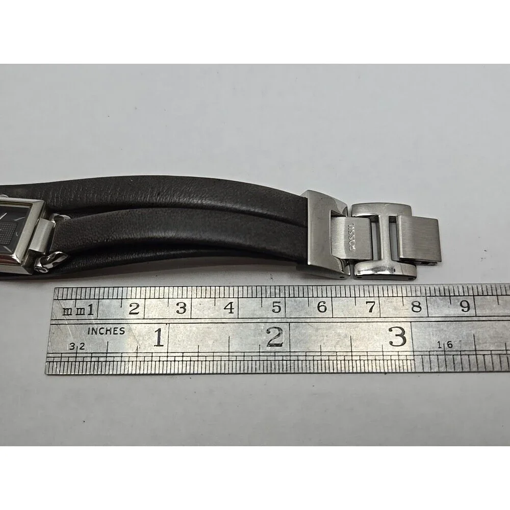 Fossil Delaney JR1371 Womens Gray Silver Tank Wrap Leather Watch New Battery